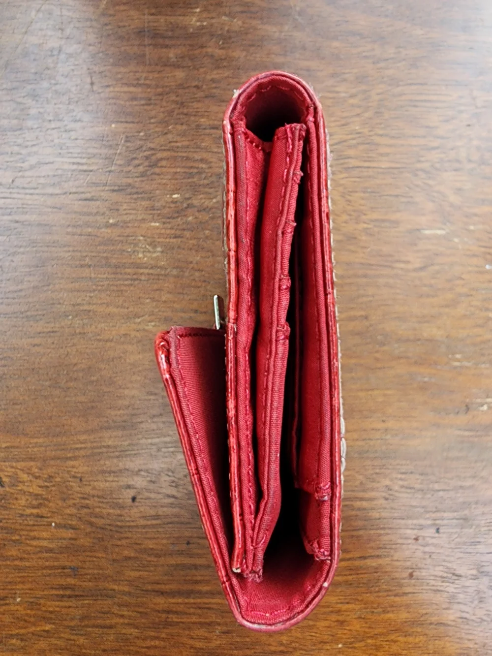 Liz Claiborne Red Crocodile Embossed Faux Leather Flap Wallet Clutch